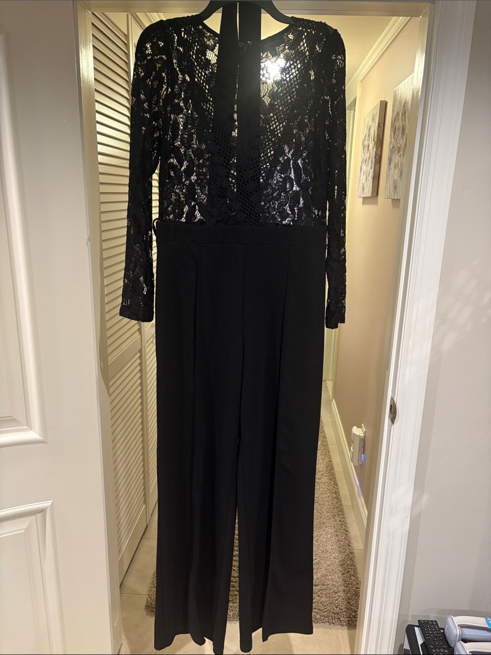 Gracia Black Lace Long-Sleeve Jumpsuit